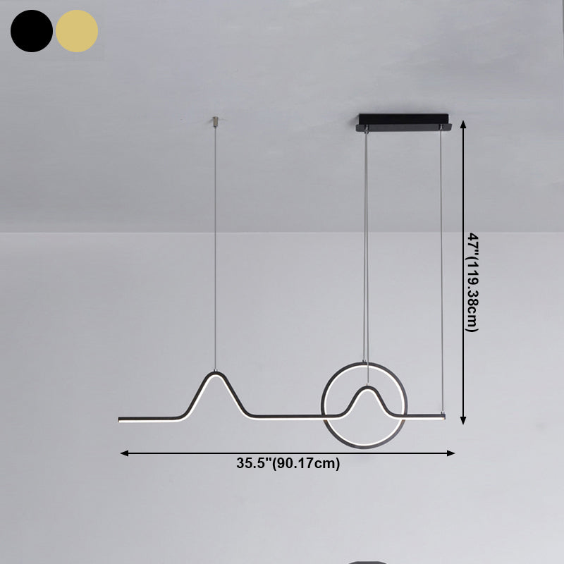 Modern Style Linear Island Pendant Simple Metal Island Light for Restaurant