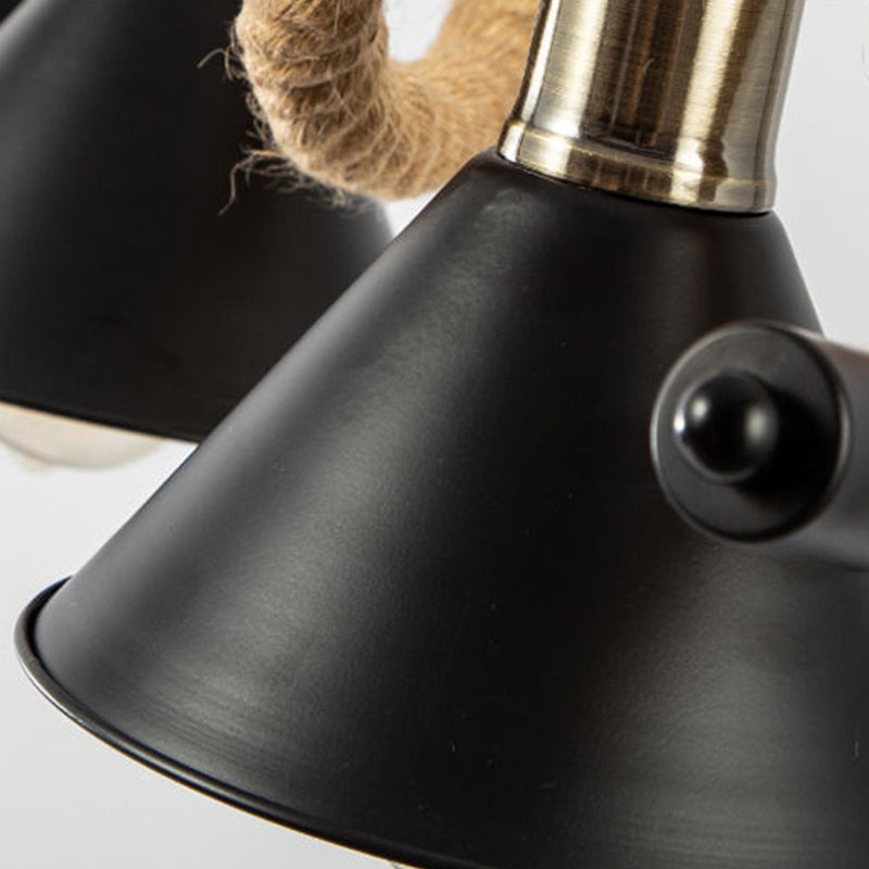 Vintage Hemp Rope Pendant Light American Industrial Style Hanging Lamp for Loft Living Room