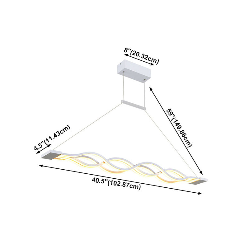 LED Wave Shape Ceiling Chandelier Nordic Modern Dining Room Pendant Light
