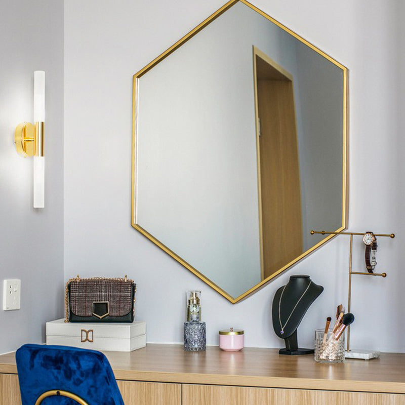 Metal Straight Wall Lamp Modern Style 2 Lights LED Mirror Light for Bathroom