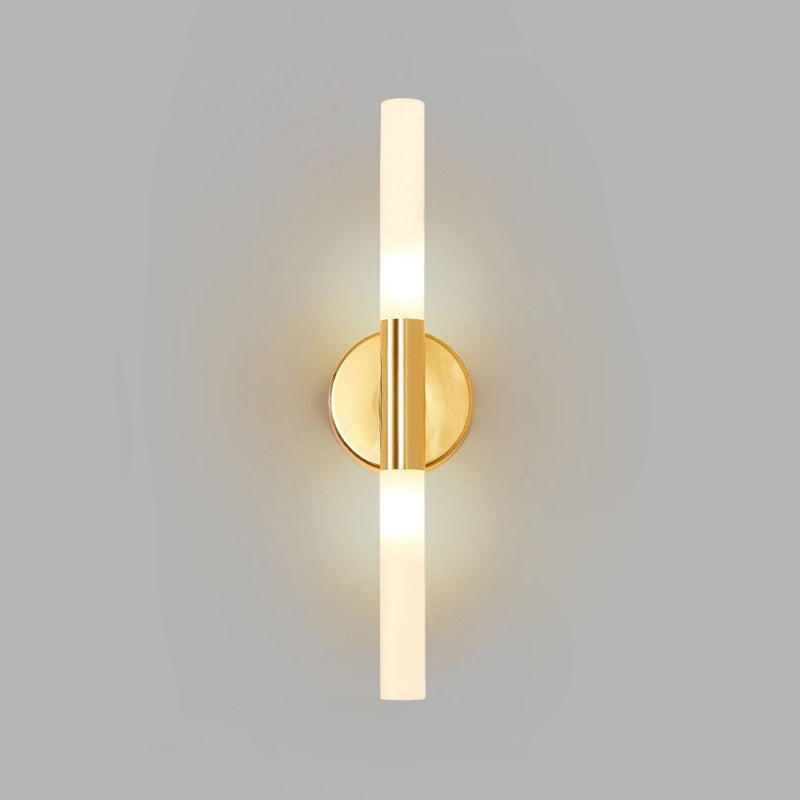 Metal Straight Wall Lamp Modern Style 2 Lights LED Mirror Light for Bathroom