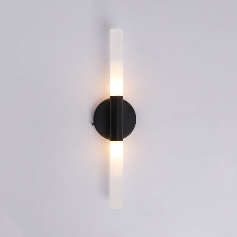 Metal Straight Wall Lamp Modern Style 2 Lights LED Mirror Light for Bathroom