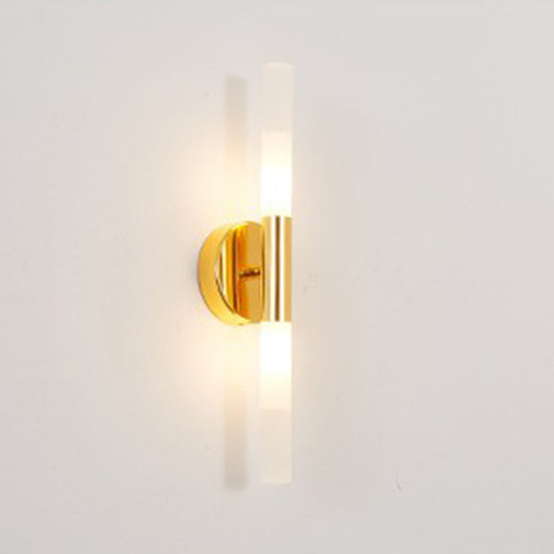 Metal Straight Wall Lamp Modern Style 2 Lights LED Mirror Light for Bathroom