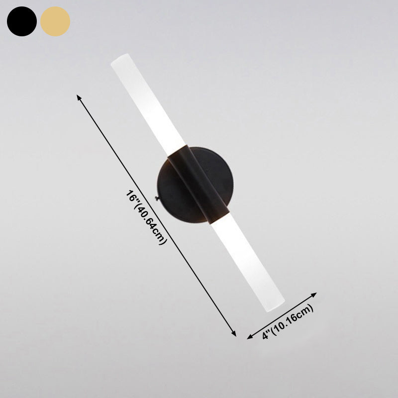 Metal Straight Wall Lamp Modern Style 2 Lights LED Mirror Light for Bathroom