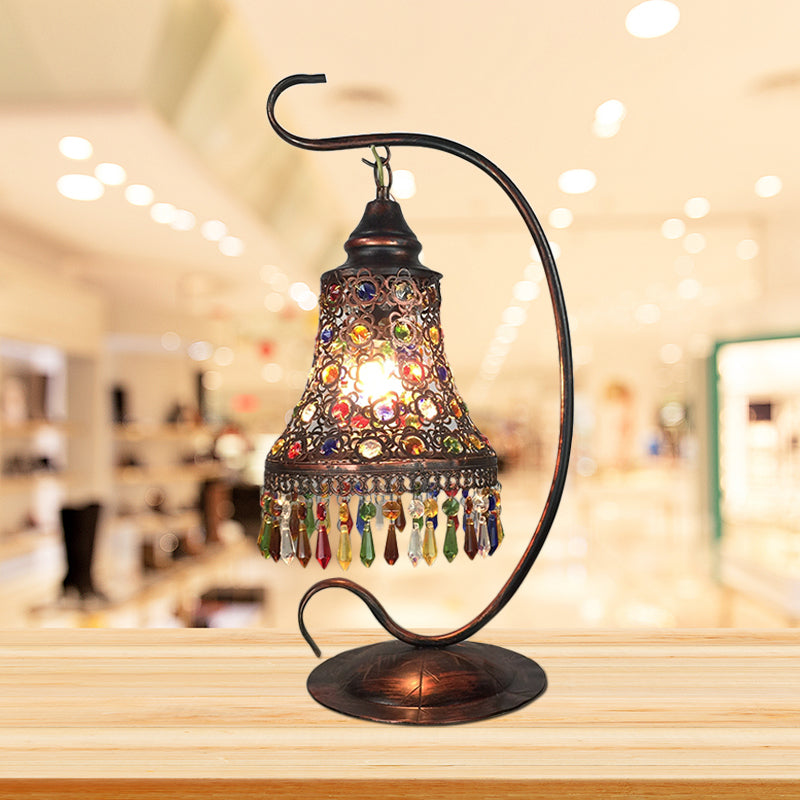 Lampada da comodino in metallo ruggine Illuminazione svasata Lampada da comodino Art Déco a 1 testa per soggiorno