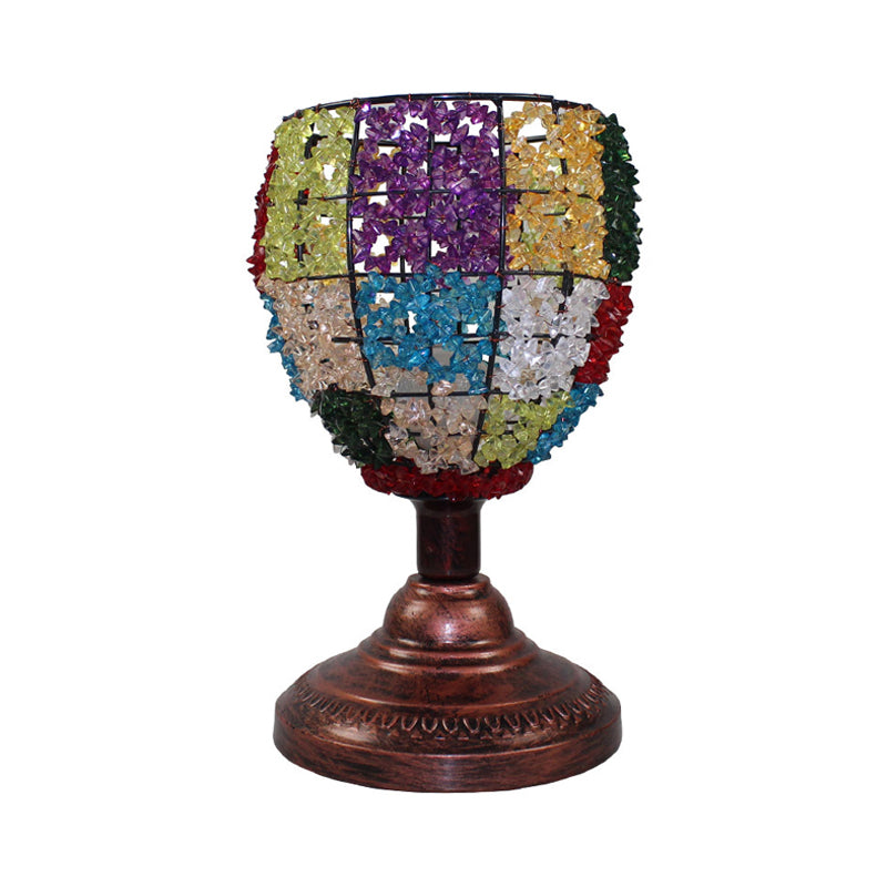 Lámpara de mesa de cobre de metal/lámpara de mesa de color morado 1 cabezal iluminación de mesita de noche con pedestal redondo para sala de estar