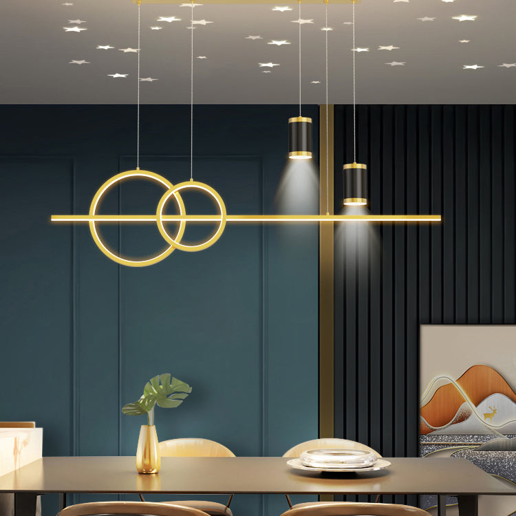 Cilindro de iluminación de la isla contemporánea Metal 5 Pendantes de la Light Island para la cocina