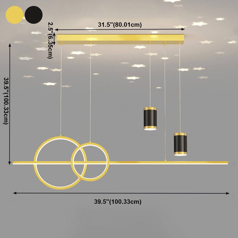 Cilindro de iluminación de la isla contemporánea Metal 5 Pendantes de la Light Island para la cocina