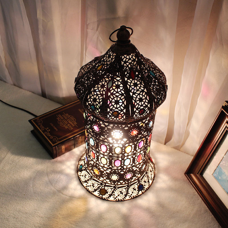 Illuminazione da comodino per camera da letto vuota, lampada da comodino in metallo boemo, 1 lampadina, in bronzo