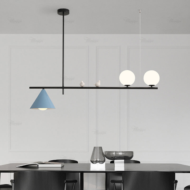 Luces colgantes de globo iluminación de isla de cocina de vidrio contemporánea