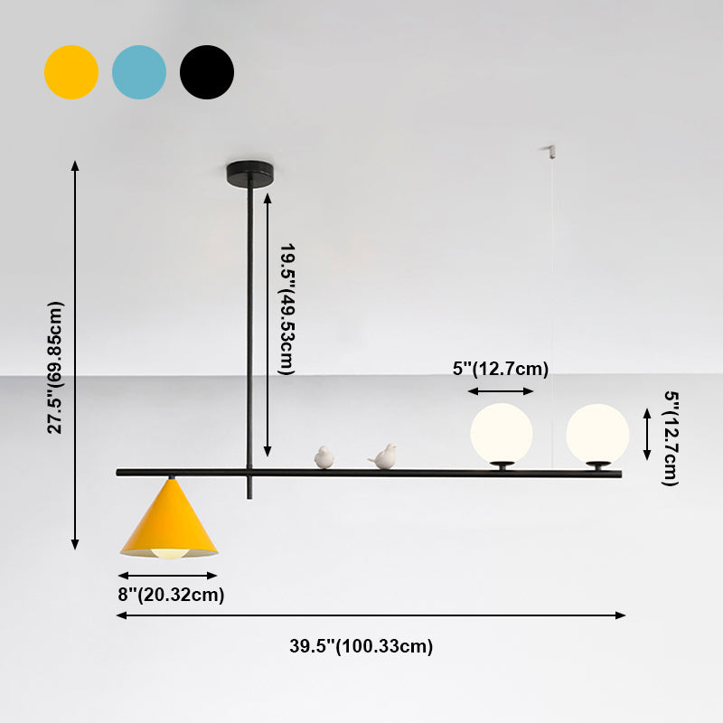 Luces colgantes de globo iluminación de isla de cocina de vidrio contemporánea