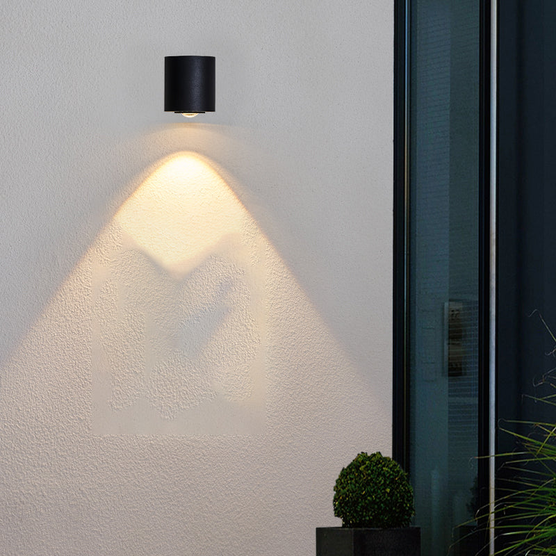1-Licht-Zylinderwandleuchten zeitgenössischer Stil Metallwandmontage in Schwarz