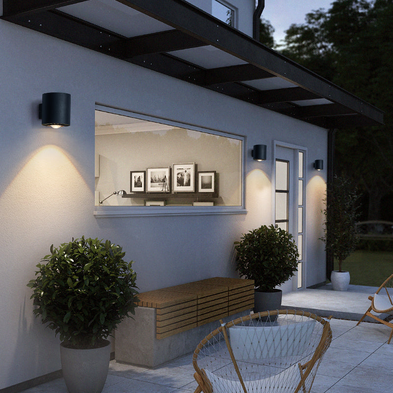 1-Licht-Zylinderwandleuchten zeitgenössischer Stil Metallwandmontage in Schwarz