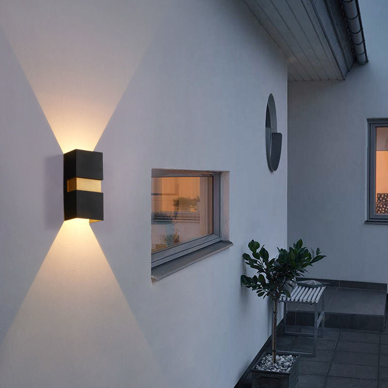 Luces de apliques de pared rectangulares de 2 luces Estilo contemporáneo de lavadora de pared de metal