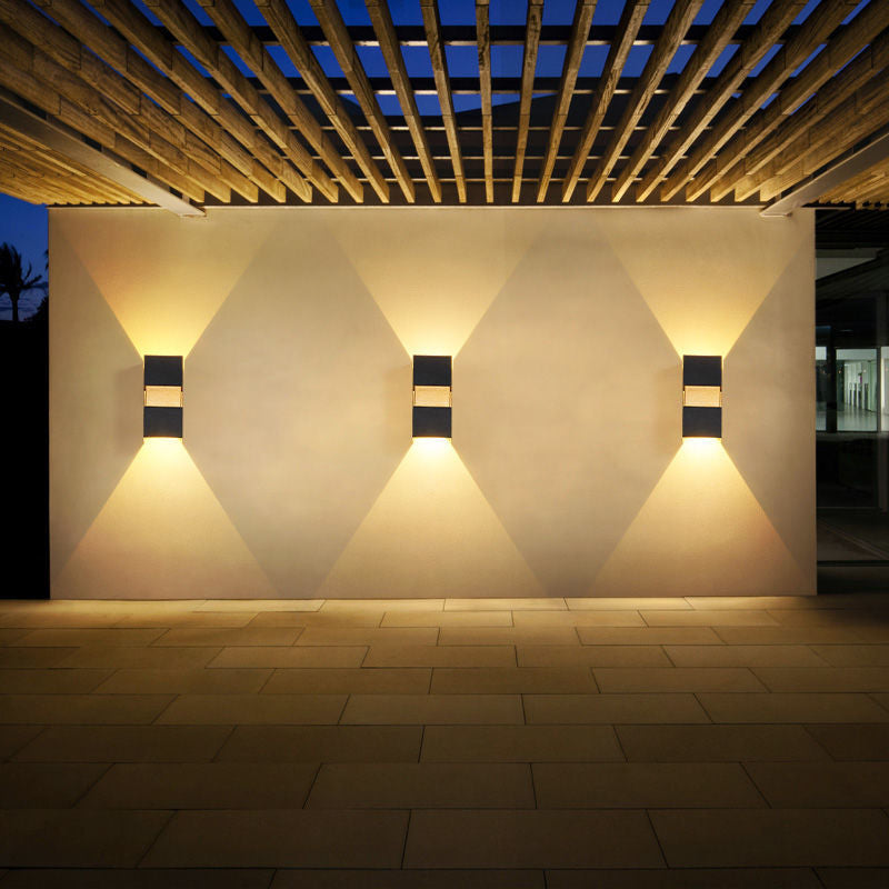 Luces de apliques de pared rectangulares de 2 luces Estilo contemporáneo de lavadora de pared de metal