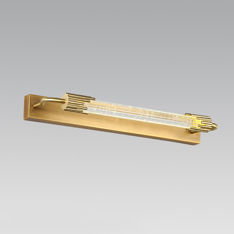 Geometric Shade 1-Light Mirror Wall Sconce Modern Style Crystal Wall Mount Light Fixture in Brass