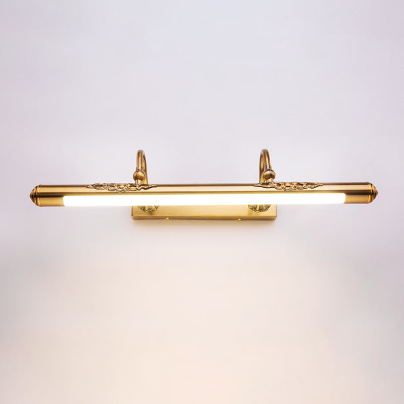 1 Light Linear Wall Lighting Modern Style Metal Mirror Wall Mount Light Fixture in Brass