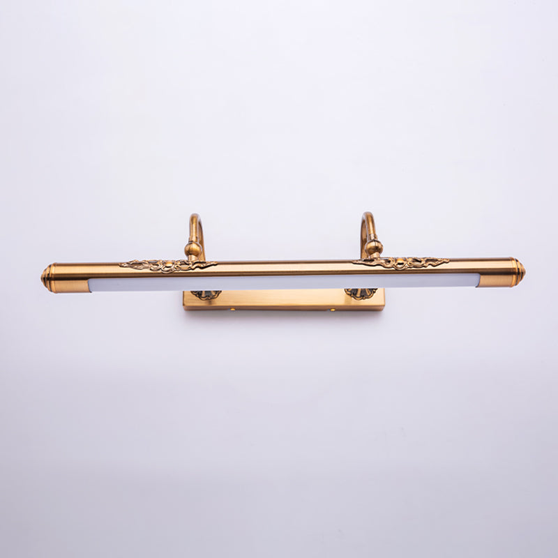 1 Light Linear Wall Lighting Modern Style Metal Mirror Wall Mount Light Fixture in Brass