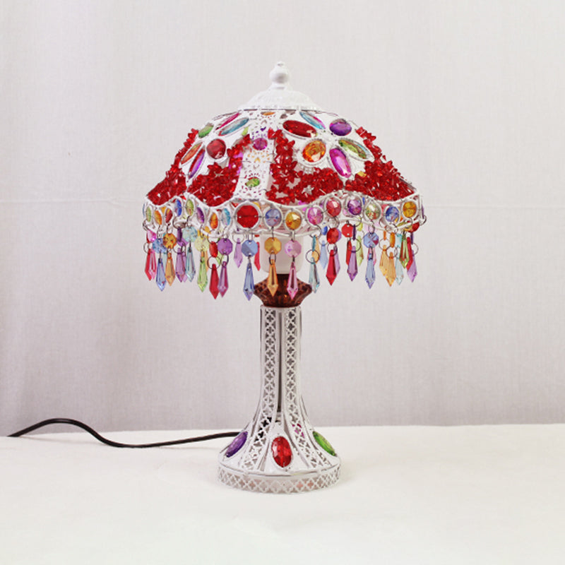 Bohemian mit einer Gekibeled -Tischbeleuchtung 1 Glühbirnen -Metall -Nachttisch Licht in Weiß/Rot/Gelb für Wohnzimmer