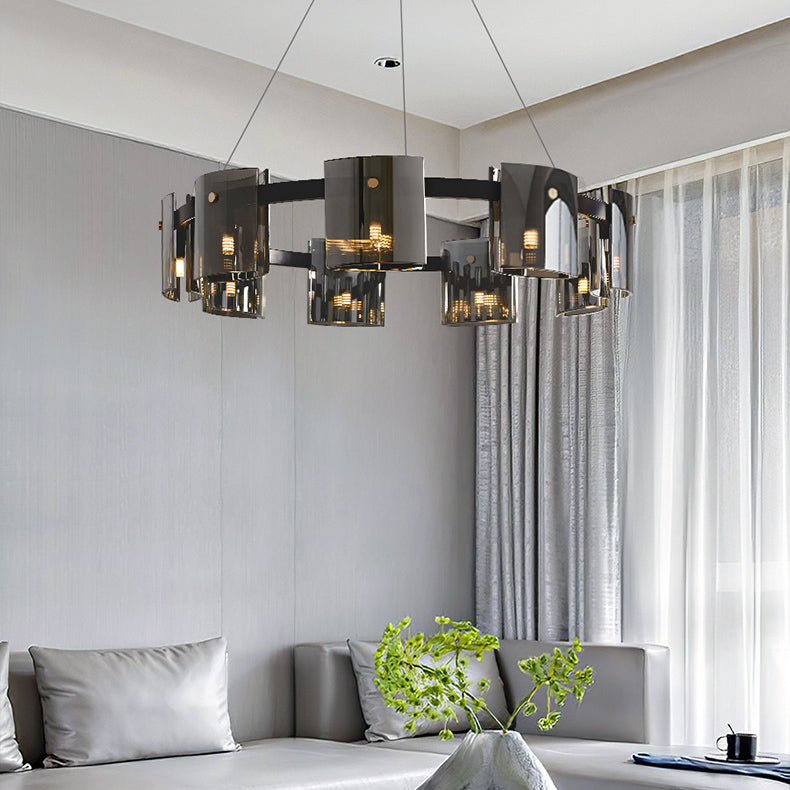 Modern Minimalism Pendant Light Metal Geometric Chandelier with Glass Shade