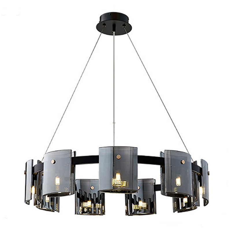 Modern Minimalism Pendant Light Metal Geometric Chandelier with Glass Shade