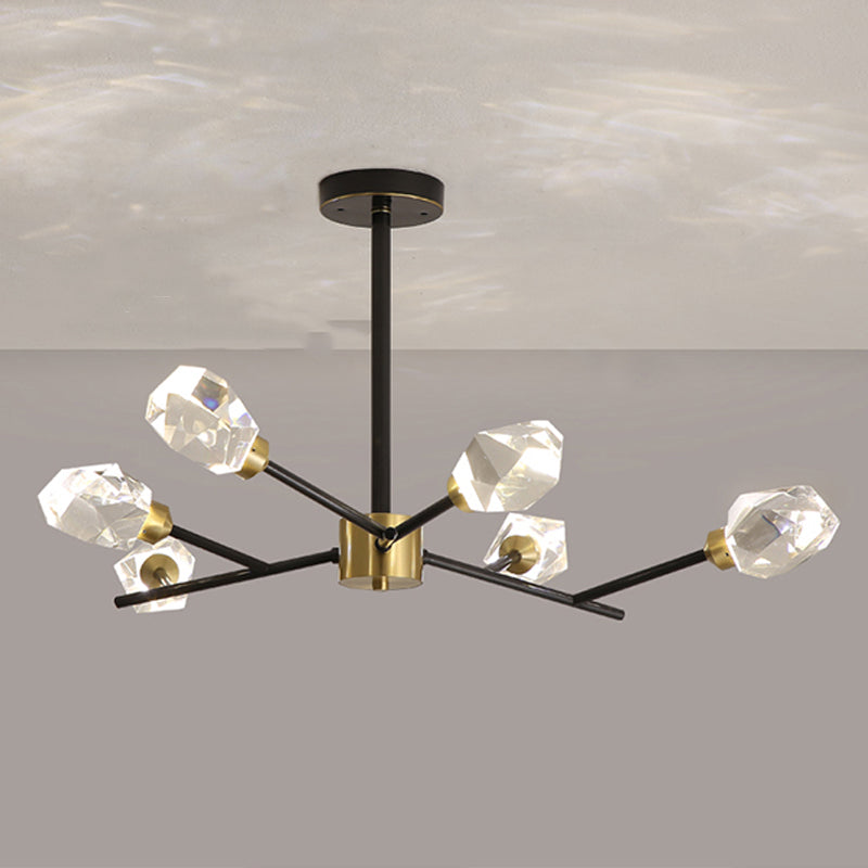 Modern Luxury LED Pendant Light Metal Indoor Chandelier with Crystal Shade