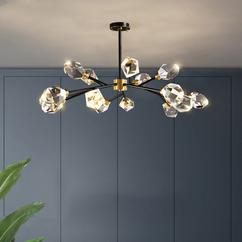 Modern Luxury LED Pendant Light Metal Indoor Chandelier with Crystal Shade
