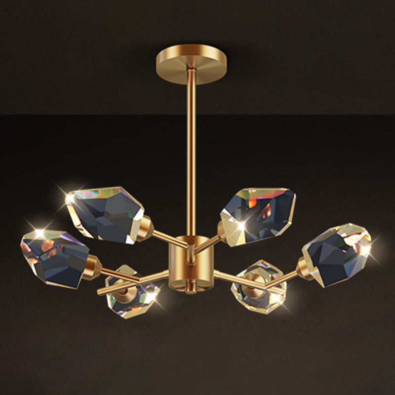 Modern Luxury LED Pendant Light Metal Indoor Chandelier with Crystal Shade