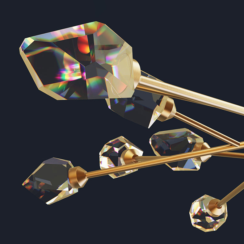 Modern Luxury LED Pendant Light Metal Indoor Chandelier with Crystal Shade