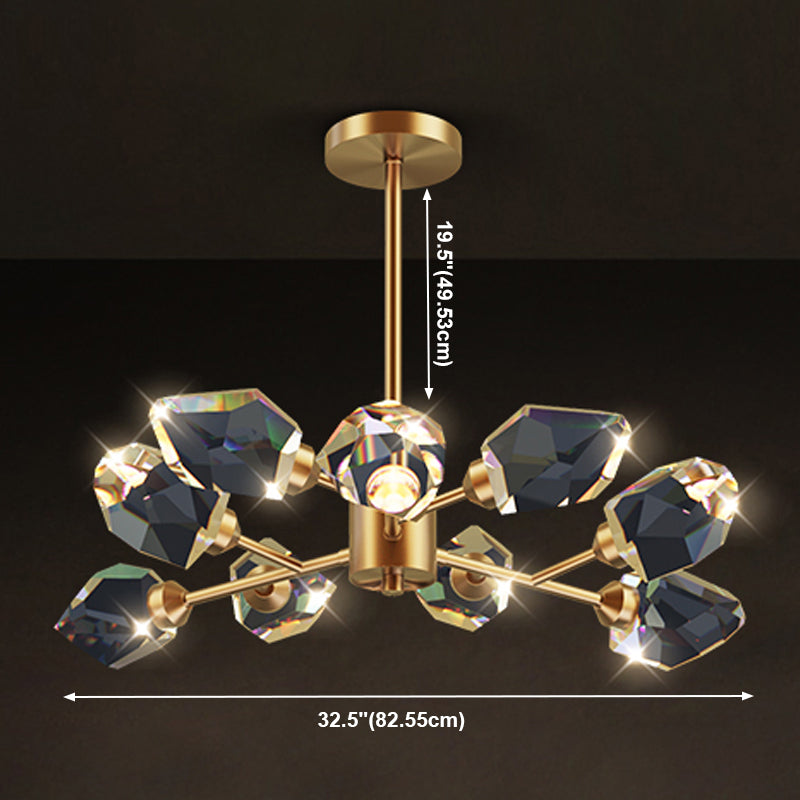 Modern Luxury LED Pendant Light Metal Indoor Chandelier with Crystal Shade