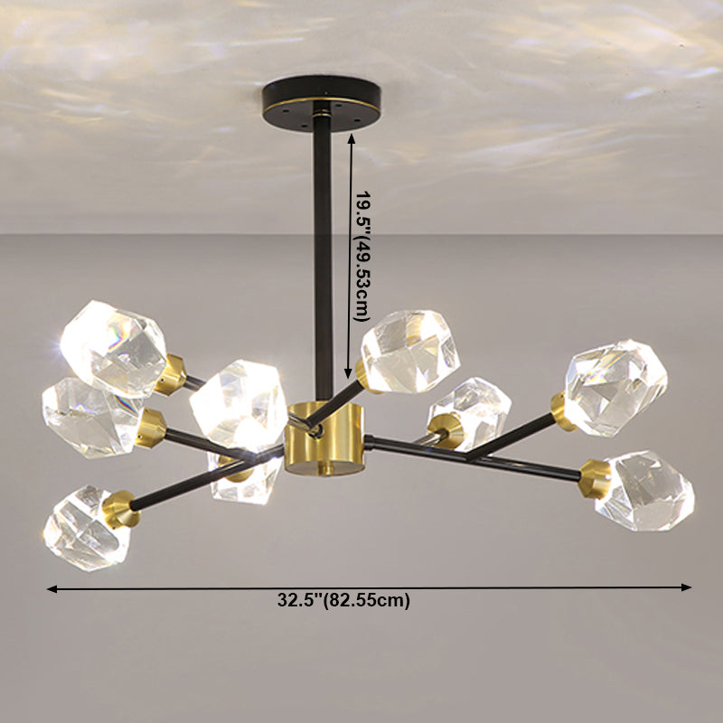 Modern Luxury LED Pendant Light Metal Indoor Chandelier with Crystal Shade