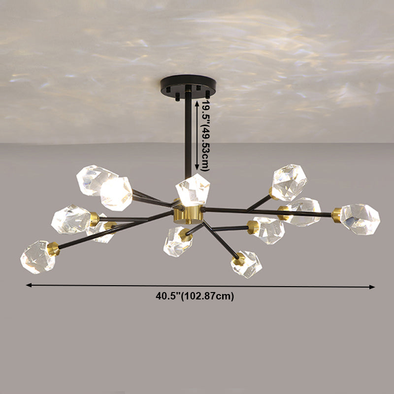 Modern Luxury LED Pendant Light Metal Indoor Chandelier with Crystal Shade