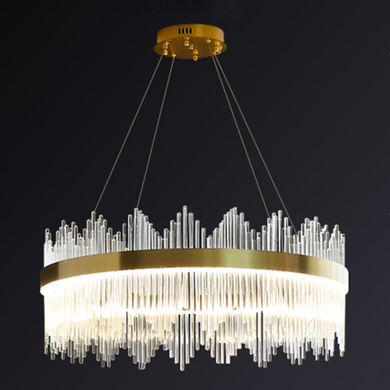 Modern Artistic LED Pendant Light Crystal Circular Chandelier for Living Room
