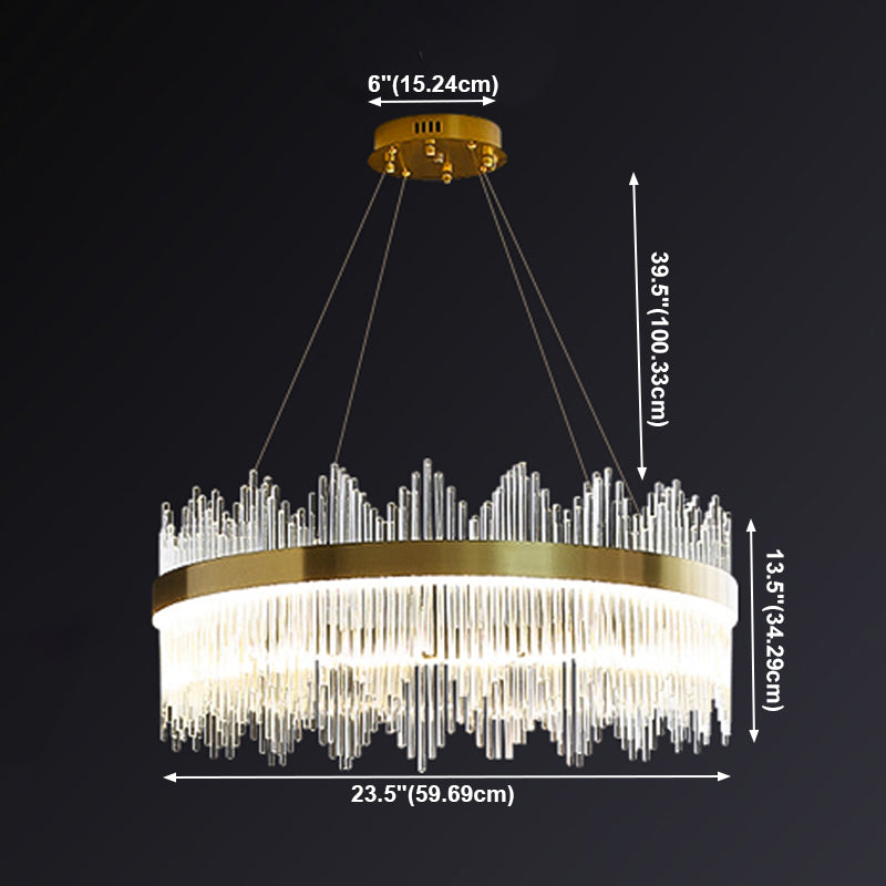 Modern Artistic LED Pendant Light Crystal Circular Chandelier for Living Room