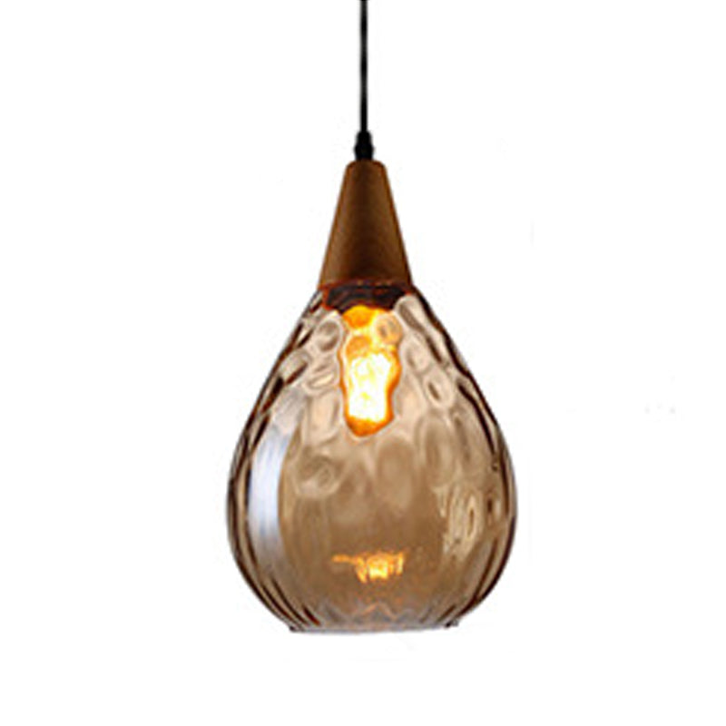 Ombra di lacrima in stile industriale appeso in vetro a china acqua leggera 1 lampada a sospensione leggera per ristorante