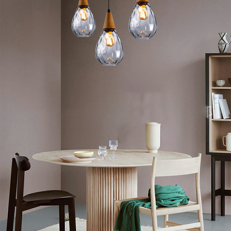 Ombra di lacrima in stile industriale appeso in vetro a china acqua leggera 1 lampada a sospensione leggera per ristorante