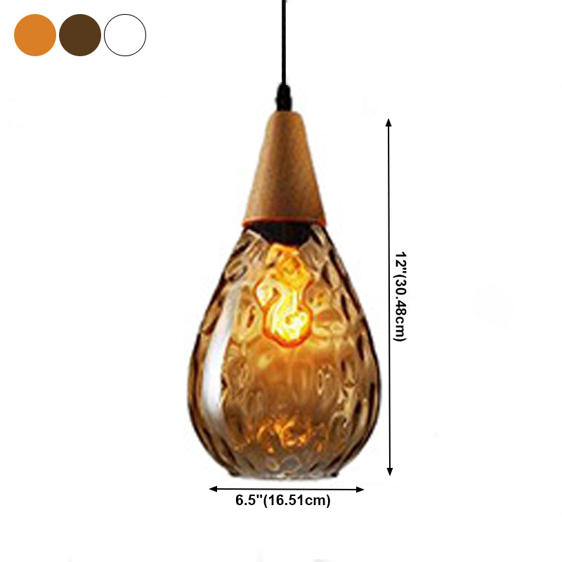 Ombra di lacrima in stile industriale appeso in vetro a china acqua leggera 1 lampada a sospensione leggera per ristorante