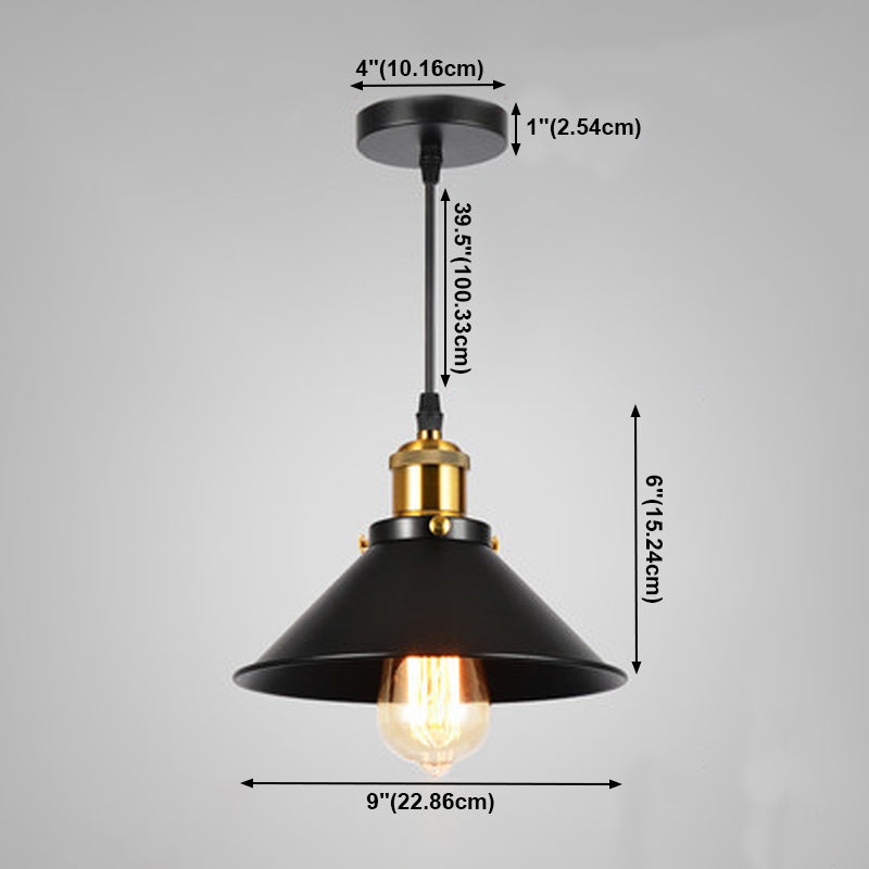 Forma industriale a forma di chiodo in metallo appeso 1 lampada a sospensione leggera in nero per ristorante