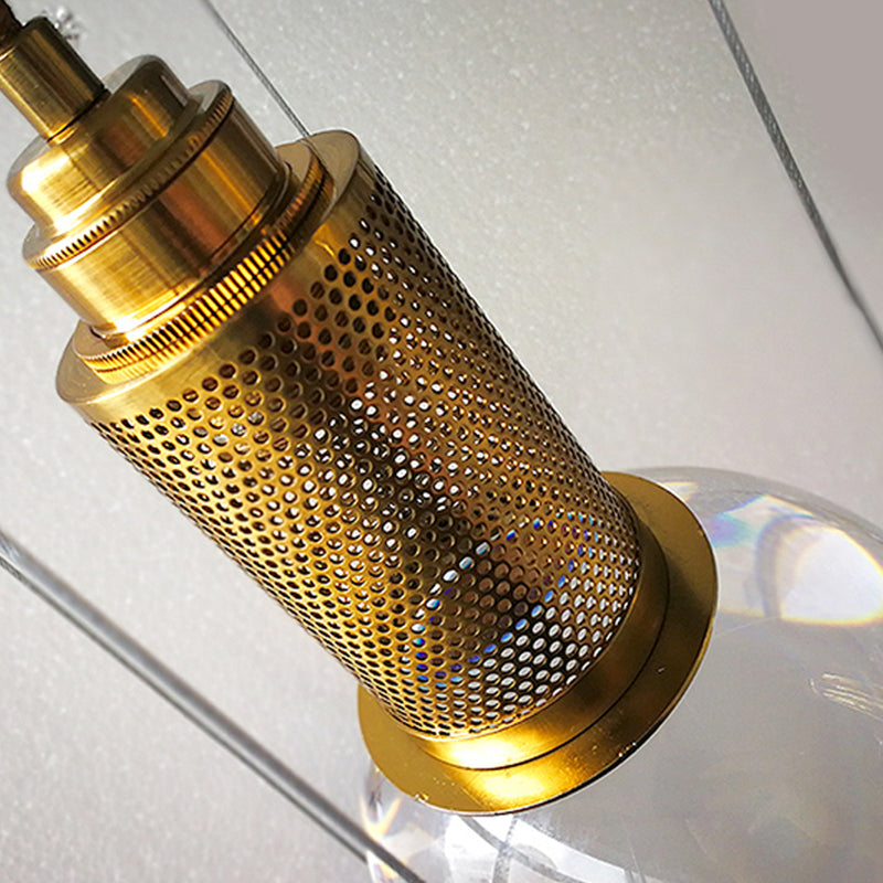 Moderne luxe enkele hanglamp licht elektroplate Iron Globe hangende lamp met kristalschaduw