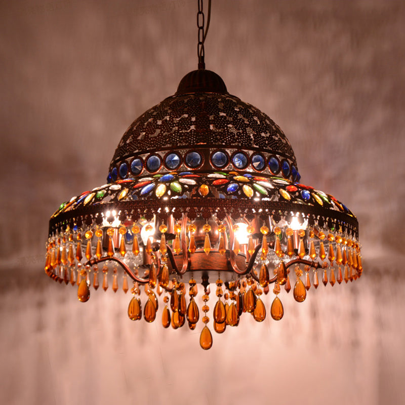 5 Lights Barn Chandelier Light Art Deco Brass Metal Pendant Lighting Fixture for Dining Room