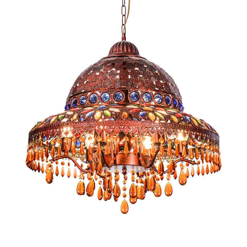 5 Lights Barn Chandelier Light Art Deco Brass Metal Pendant Lighting Fixture for Dining Room