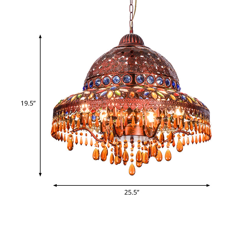 5 Lights Barn Chandelier Light Art Deco Brass Metal Pendant Lighting Fixture for Dining Room