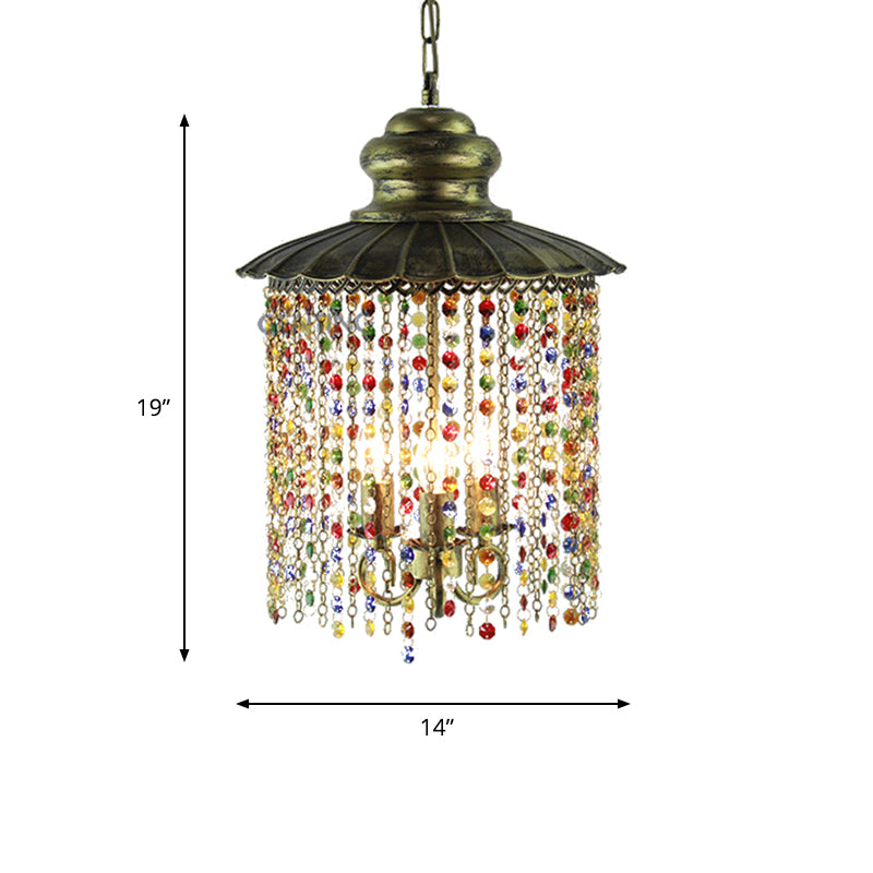 Metal Cascading Chandelier Light Fixture Decorative 3 Heads Restaurant Suspension Pendant in Bronze