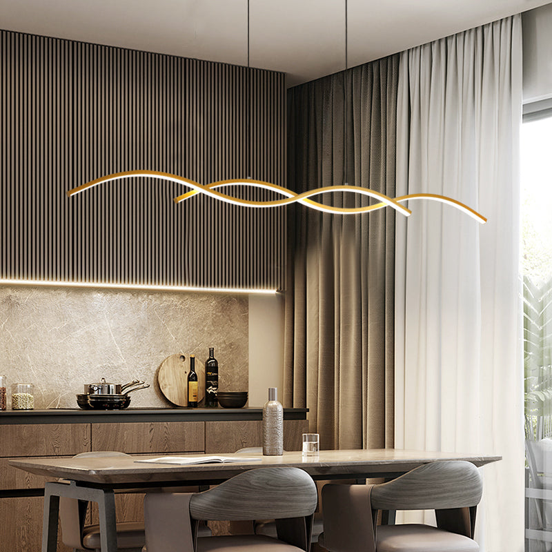 Dining Room LED Island Light Modern Style Kitchen Bar LED Wavy Dining Pendant Lamp