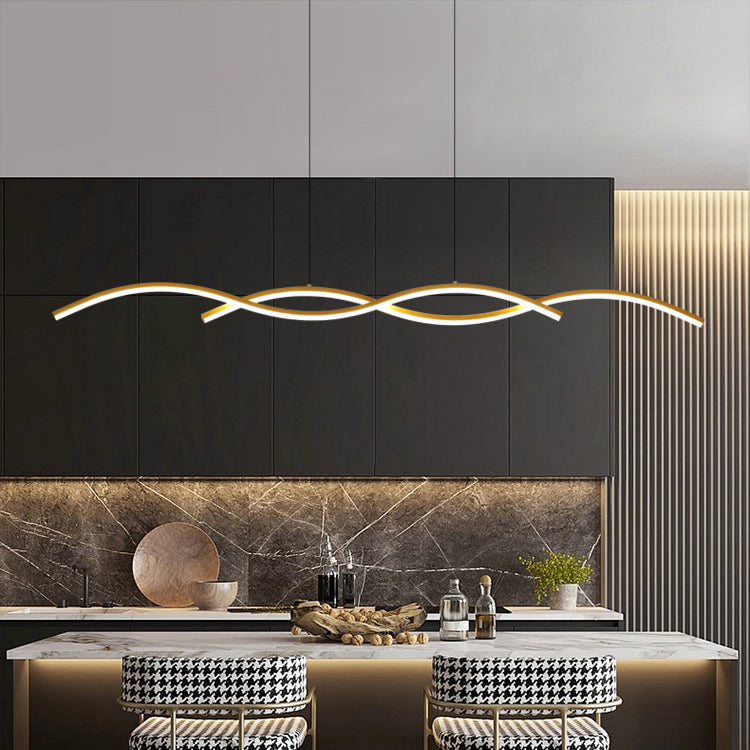 Dining Room LED Island Light Modern Style Kitchen Bar LED Wavy Dining Pendant Lamp