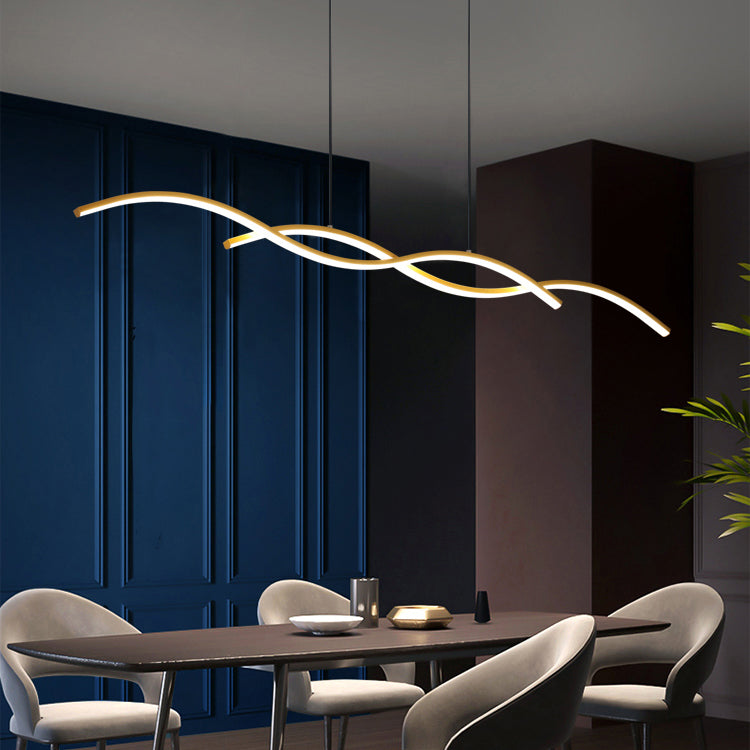 Dining Room LED Island Light Modern Style Kitchen Bar LED Wavy Dining Pendant Lamp