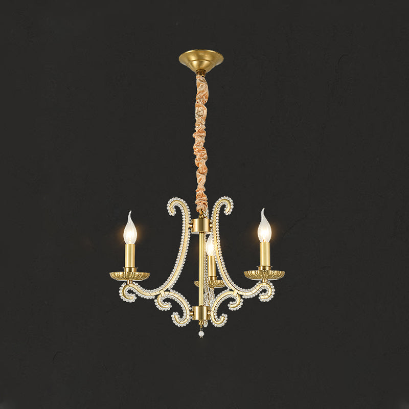 Candle Chandelier Light Fixtures American Style Multi-Head Hanging Pendant Lights for Living Room
