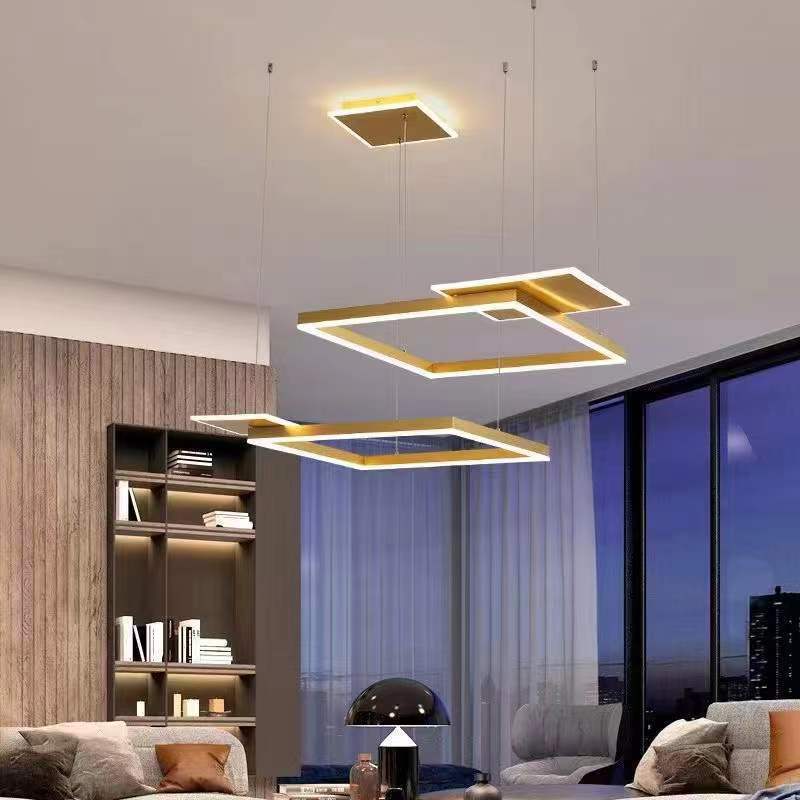 Modern Chandelier Light Fixtures 5-Light Hanging Pendant Lamps with White Acrylic Shade