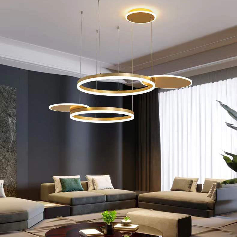 Modern Chandelier Light Fixtures 5-Light Hanging Pendant Lamps with White Acrylic Shade