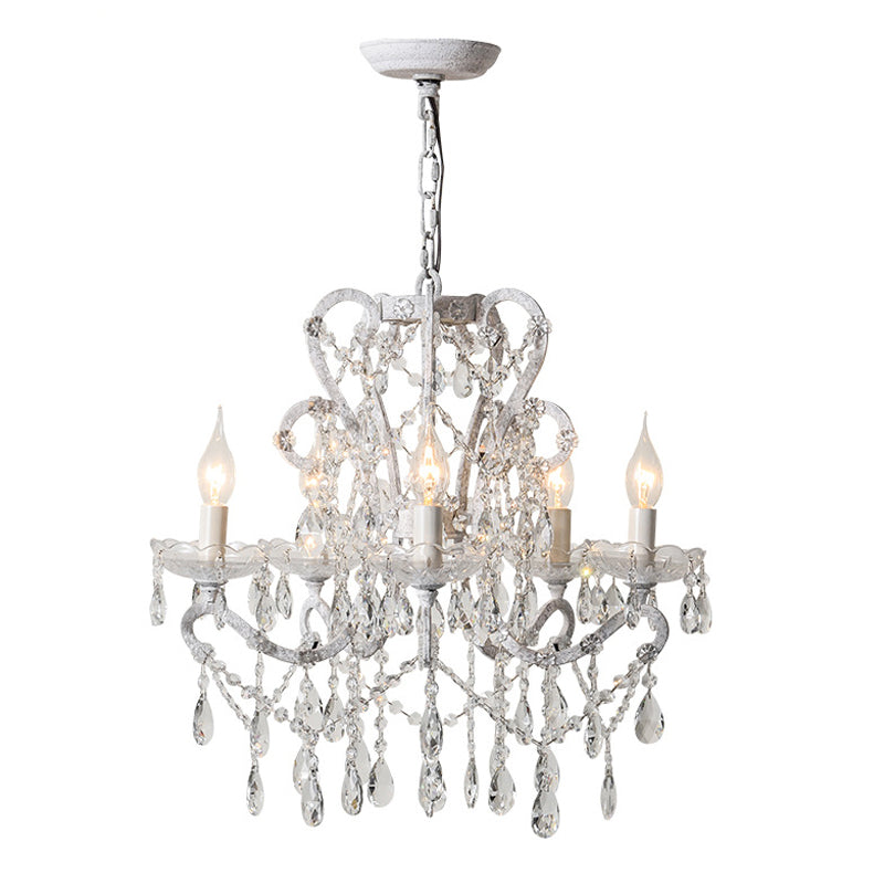 American Style Candle Chandelier Light Fixtures Multi-Head Hanging Pendant Lamps with Crystal